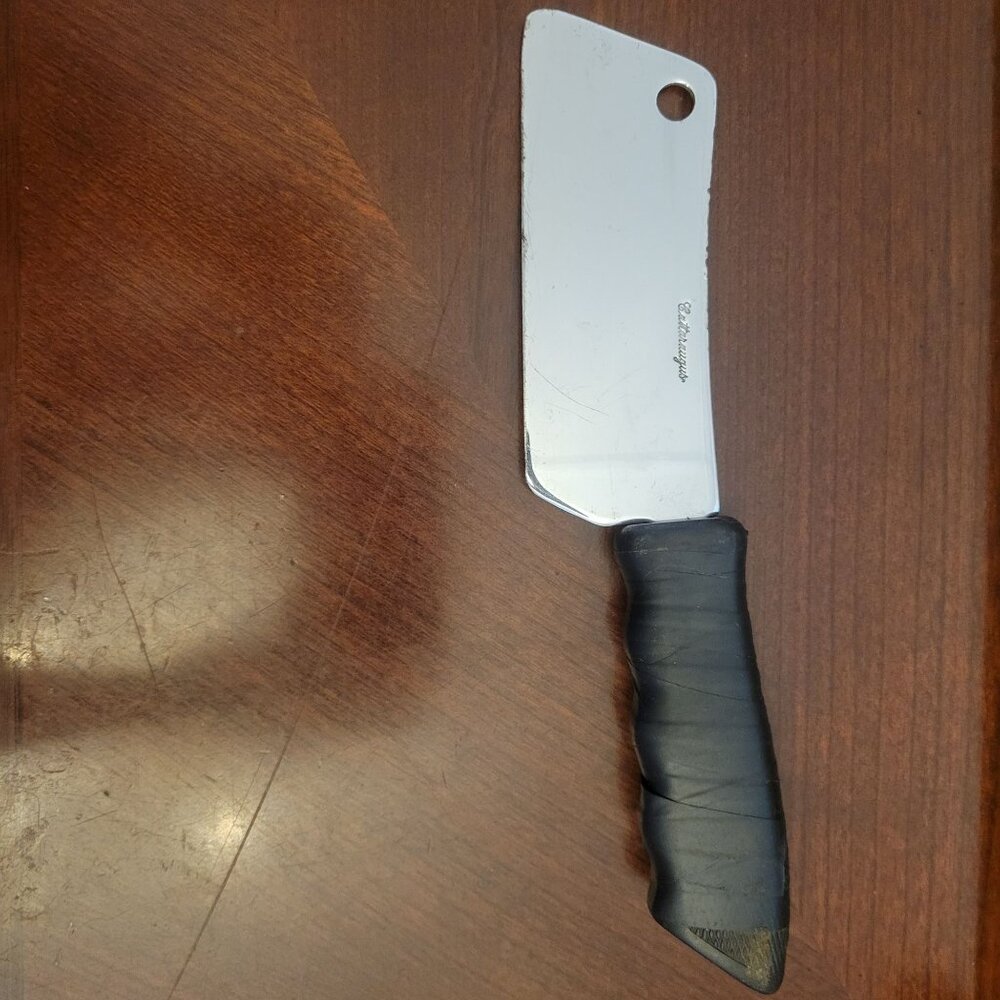 Vintage Stainless Steel Meat Cleaver With Black Grip Handle 7.5 Inches Blade